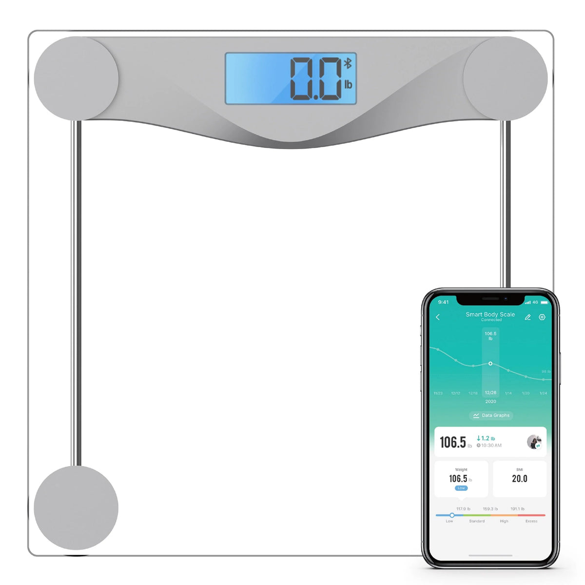 400lb Capacity Glass Bathroom Scale D4889
