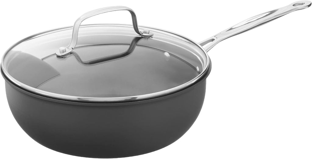 Black 3-1/2-Quart Nonstick Hard-Anodized Saute Pan with Lid, Pack of 2 H300