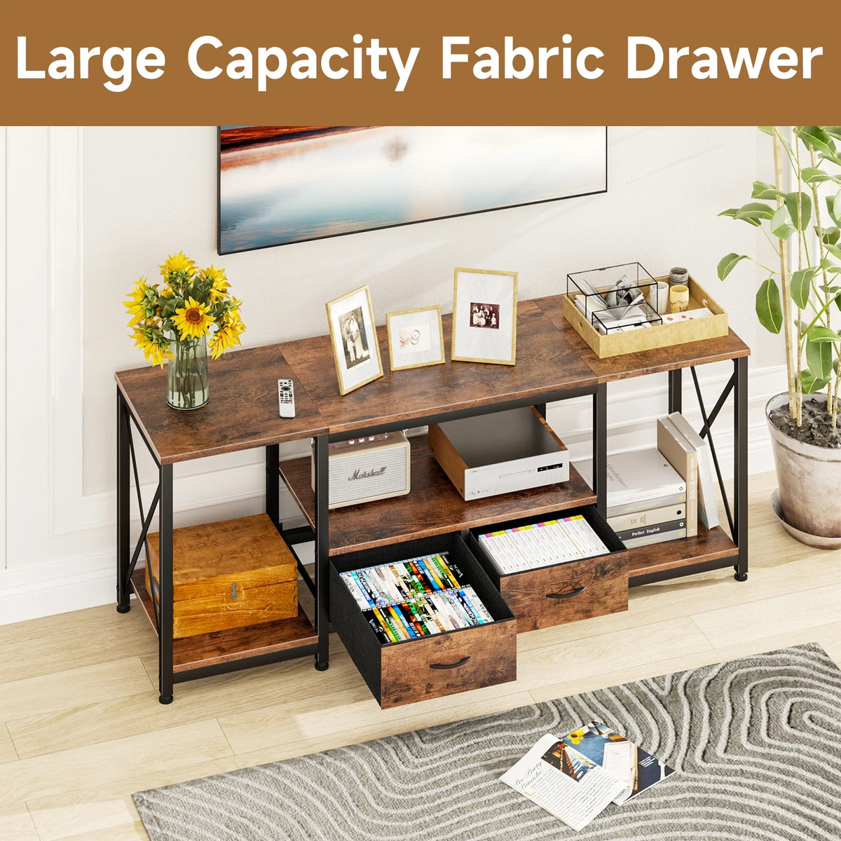 Rustic Brown TV Stand with Drawer for 55 60 65 Inch TV V679380