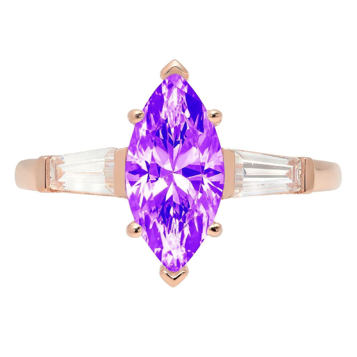18k Rose Gold Amethyst 3 Stone Ring E762891