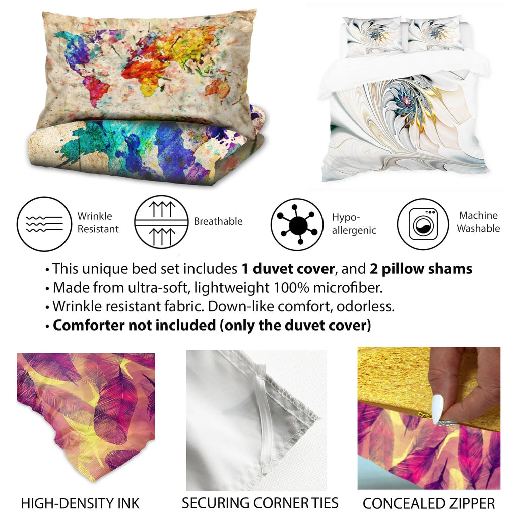 Floral Bedding Cover Set with 2 Shams Z3998
