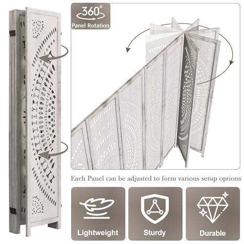Handcrafted Carved Wooden Folding Room Divider Screen Y1159