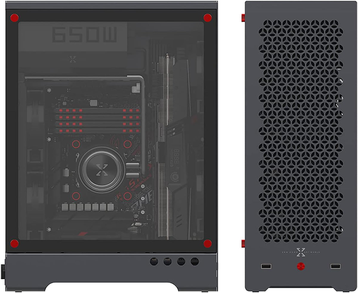Aluminum Grey Mid Tower PC Case with Tempered Glass Window H607