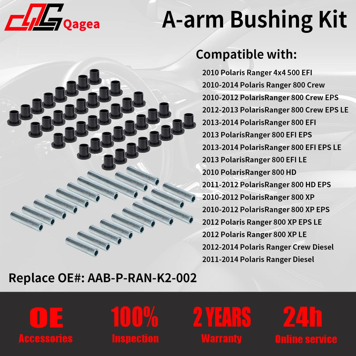Control Arm Bushing Kit for Polaris Ranger Full Size XP 800, Pack of 2 S73562