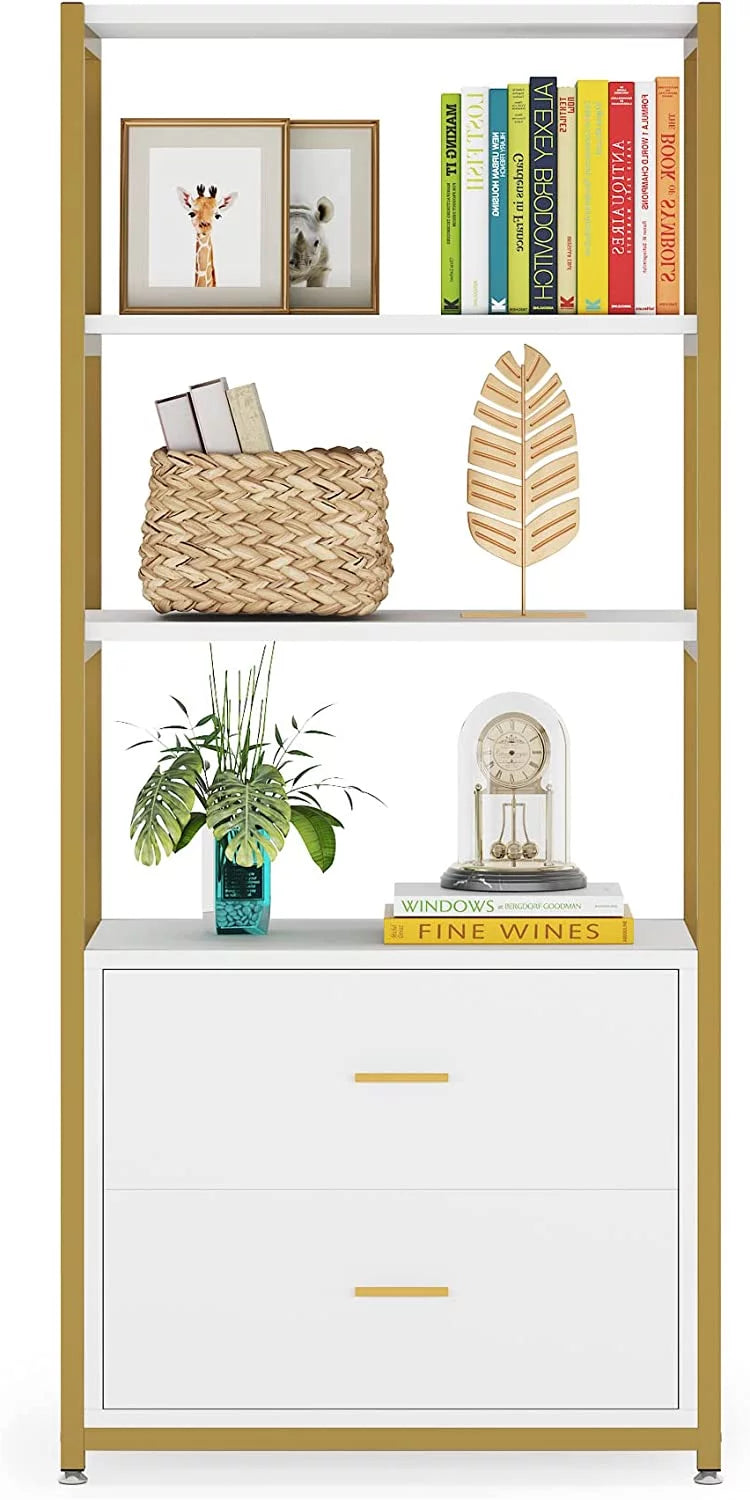 4-Tier Bookshelf with 2 Drawers N544