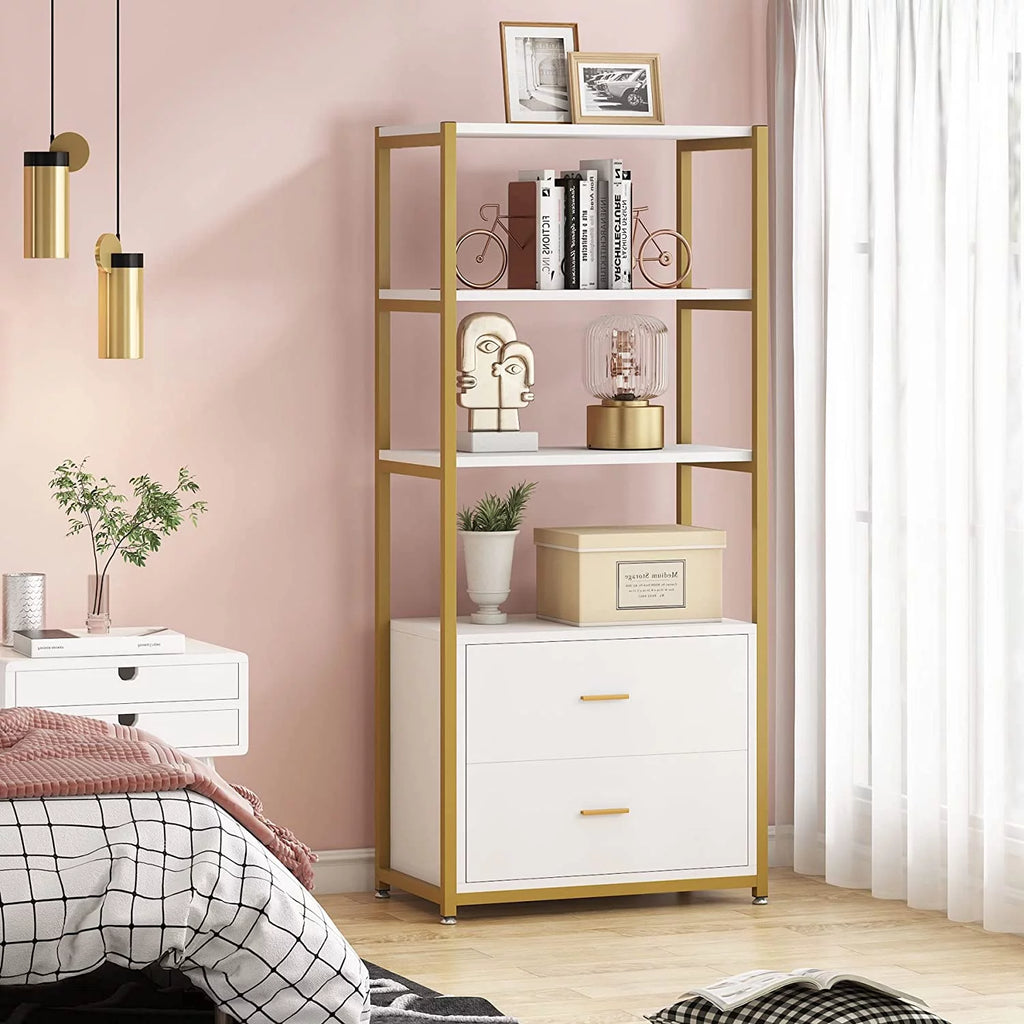4-Tier Bookshelf with 2 Drawers N544