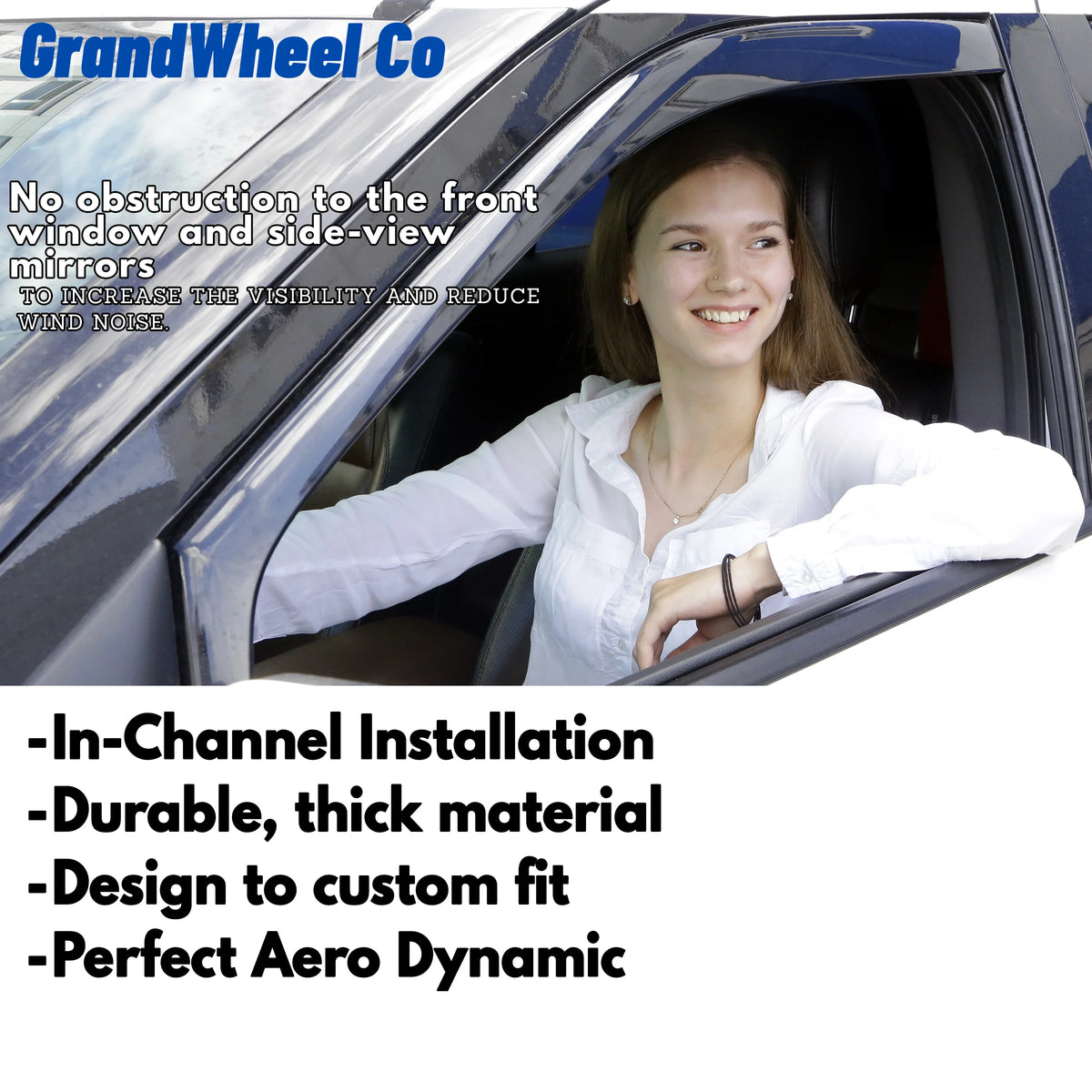 Smoke Tinted In-channel Side Window Vent Visor Deflectors Rain Guards 2pcs E20921