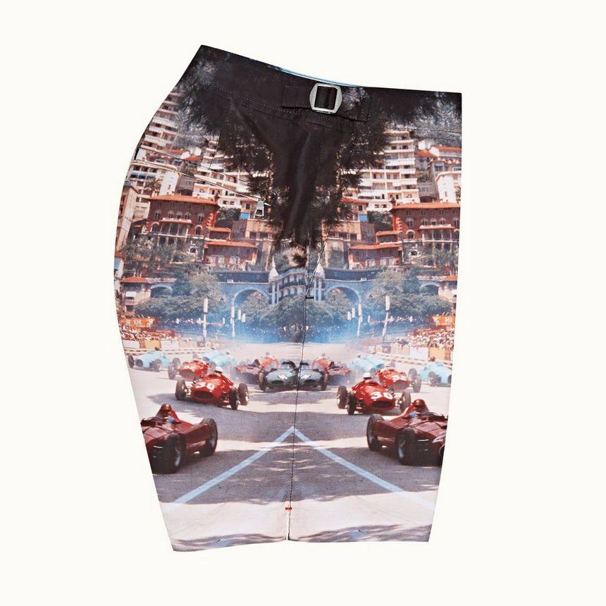 Blue Photographic Swim Trunks N850826