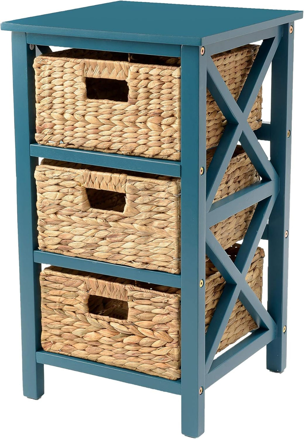 White 3 Tier End Table with 3 Baskets G585