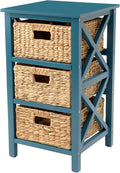 White 3 Tier End Table with 3 Baskets G585