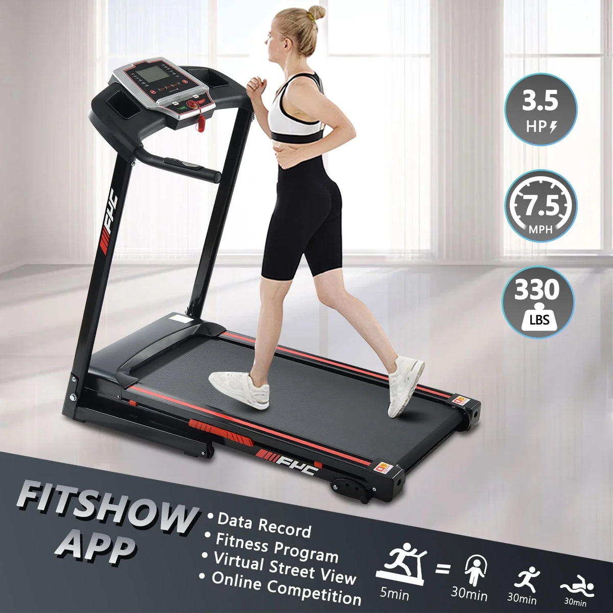 3.5HP Folding Incline Treadmill 330 LB Capacity W373
