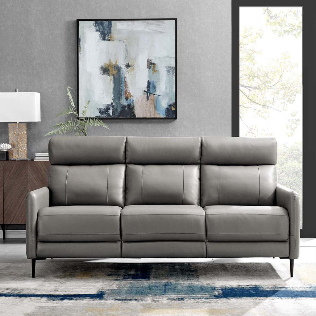 Grey Leather Sofa G2425