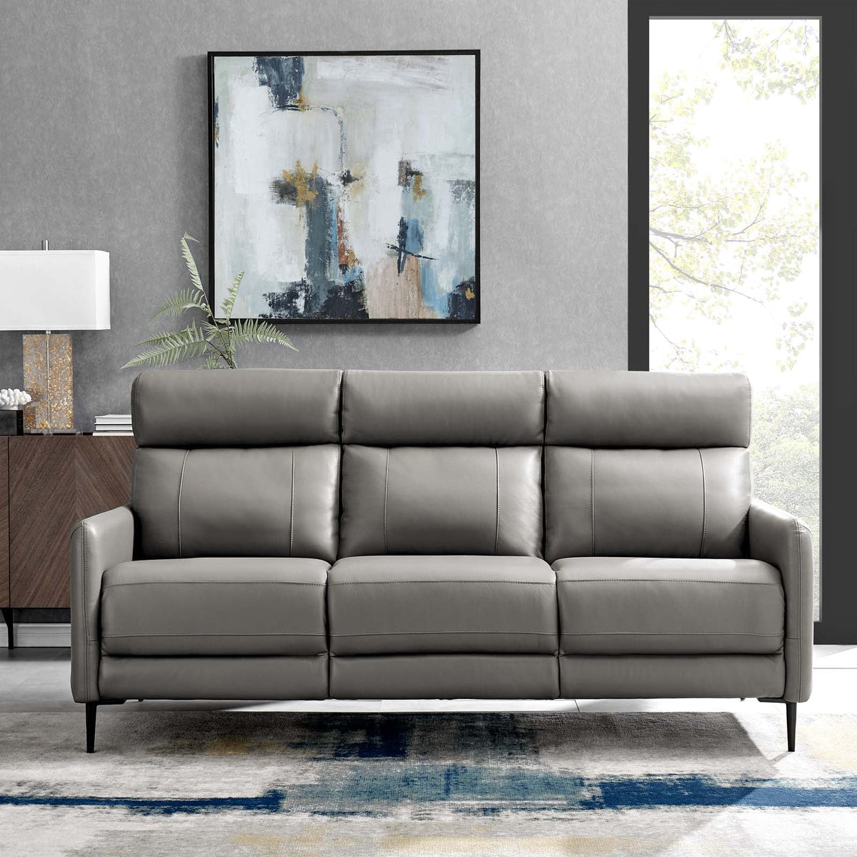 Grey Leather Sofa G2425
