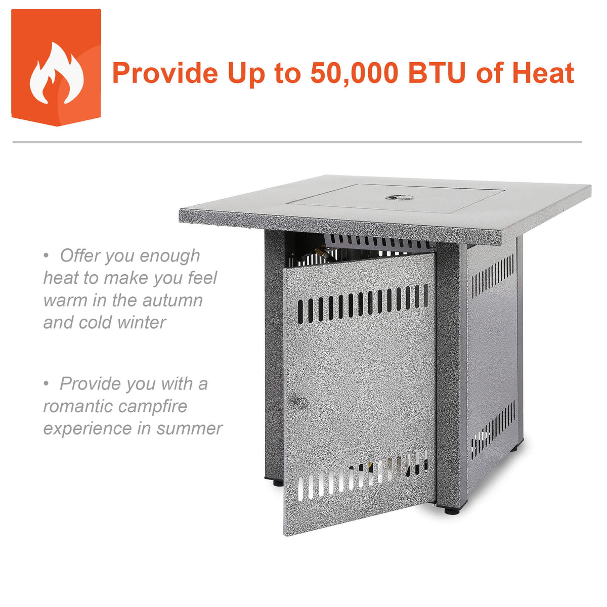 50000 BTU Propane Fire Pit Table with Lid & Lava Rocks W852