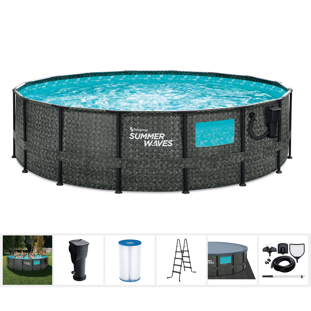 16ft x 48in Above Ground Swimming Pool Set with Pump Q6256
