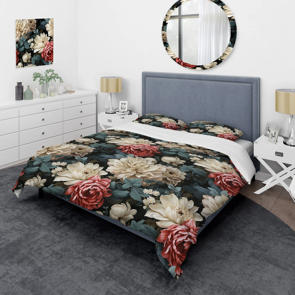 Floral Bedding Cover Set with 2 Shams Z3998