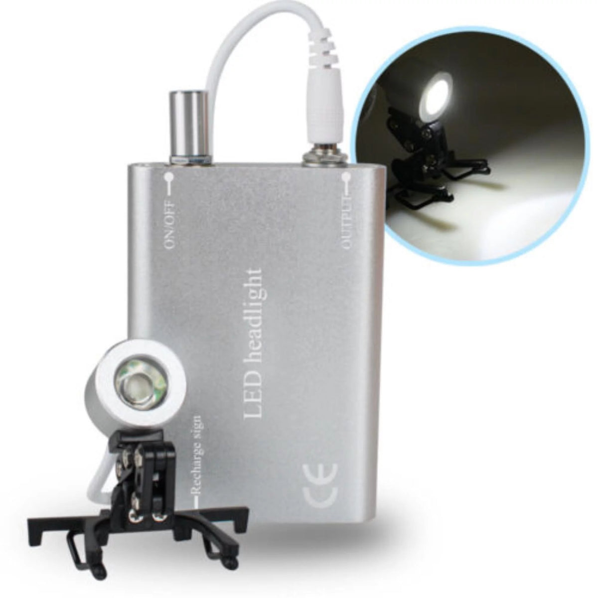 Silver Portable Head Light Lamp 1W LED G18690