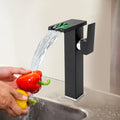 Waterfall Single-Handle Vessel Sink Faucet with LED Light T18613