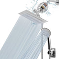 Chrome Finish 8″ Square Rain Shower Head and Handheld Shower Filter Combo with Self-adhesive Holder, 1.5M Hose, 1 Replaceable Filter Cartridge, Pack of 2 K88703