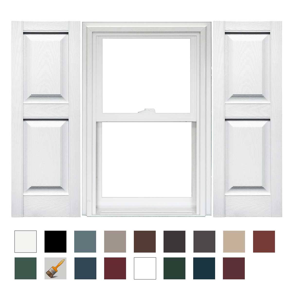 White Raised Panel Vinyl Shutters 1 Pair 14.75 x 35 Y398909
