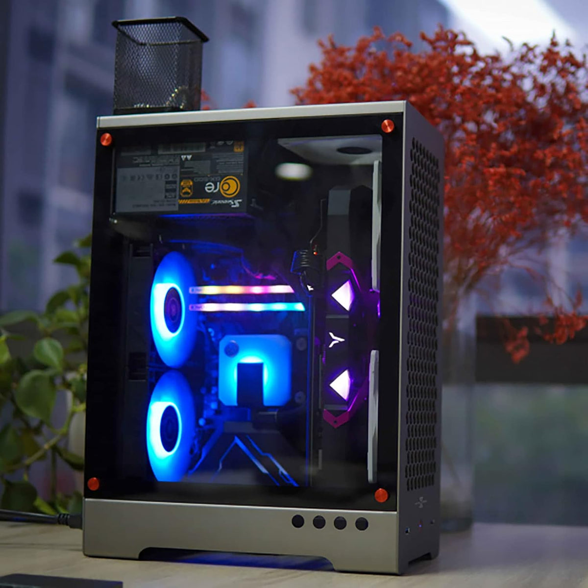 Aluminum Grey Mid Tower PC Case with Tempered Glass Window H607