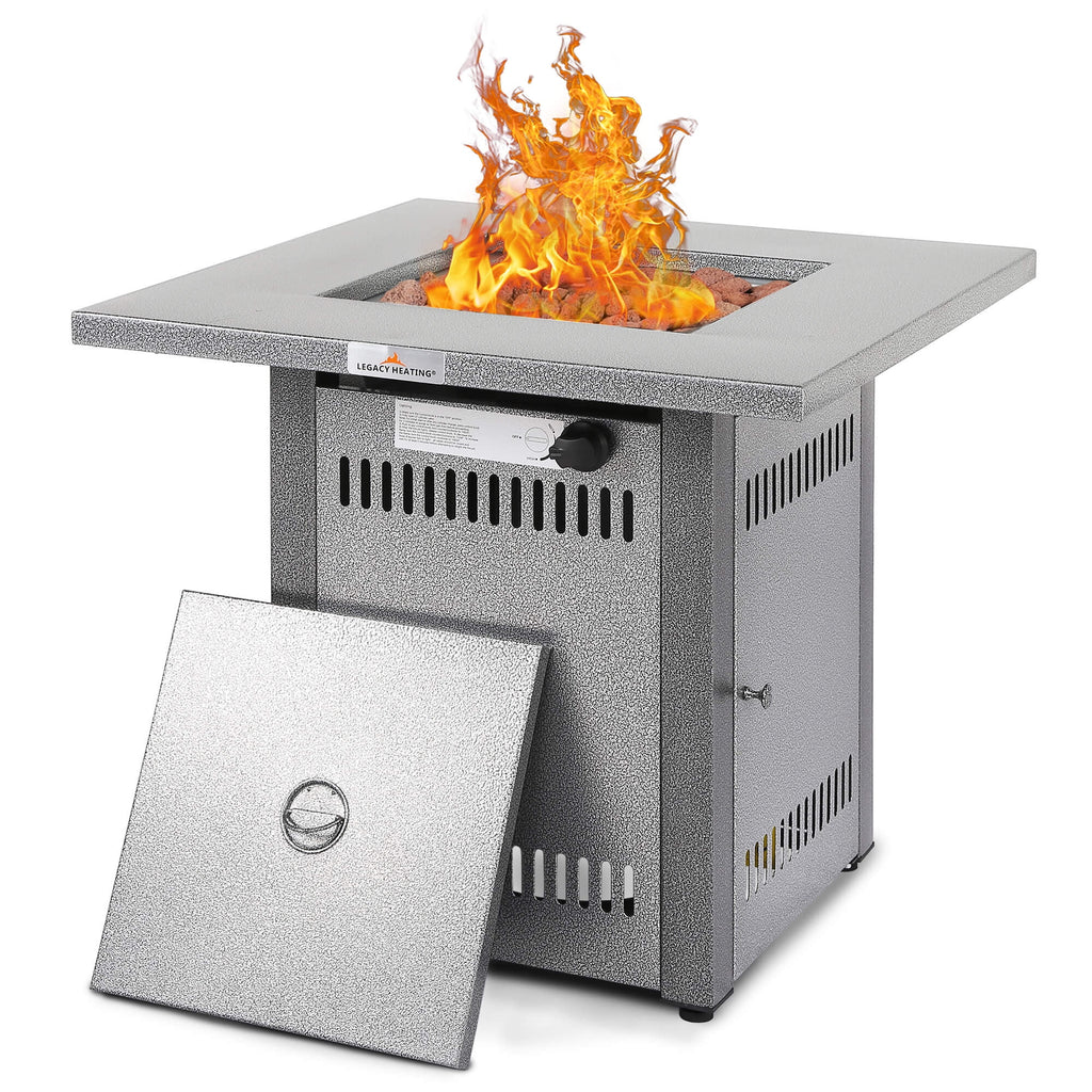 50000 BTU Propane Fire Pit Table with Lid & Lava Rocks W852