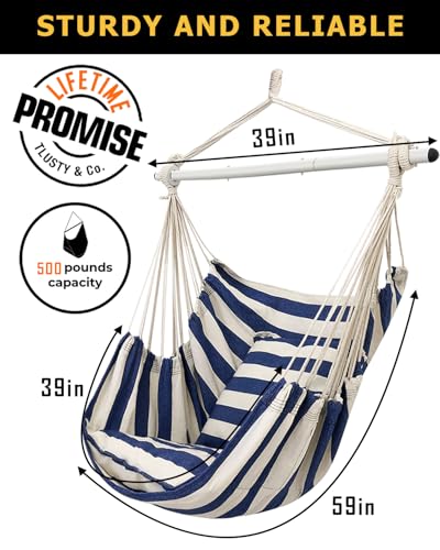 Hammock Chair Swing with Anti-Slip Steel Spread Bar and 2 Cushions V840
