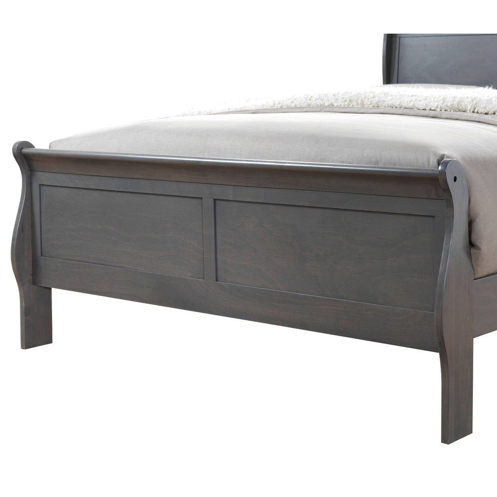 Grey Solid Wood Sleigh Bed Y405376