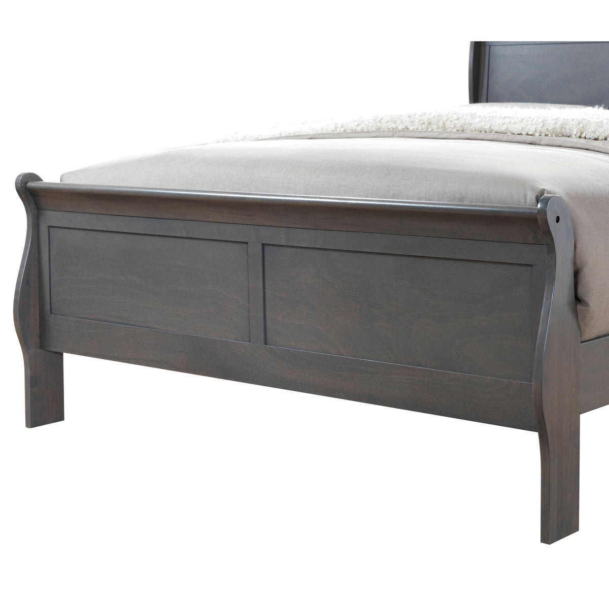 Grey Solid Wood Sleigh Bed Y405376
