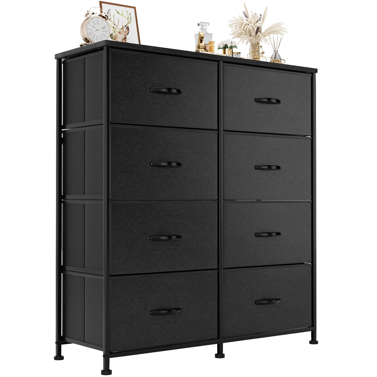5 Drawer Fabric Dresser with Wood Top C800426