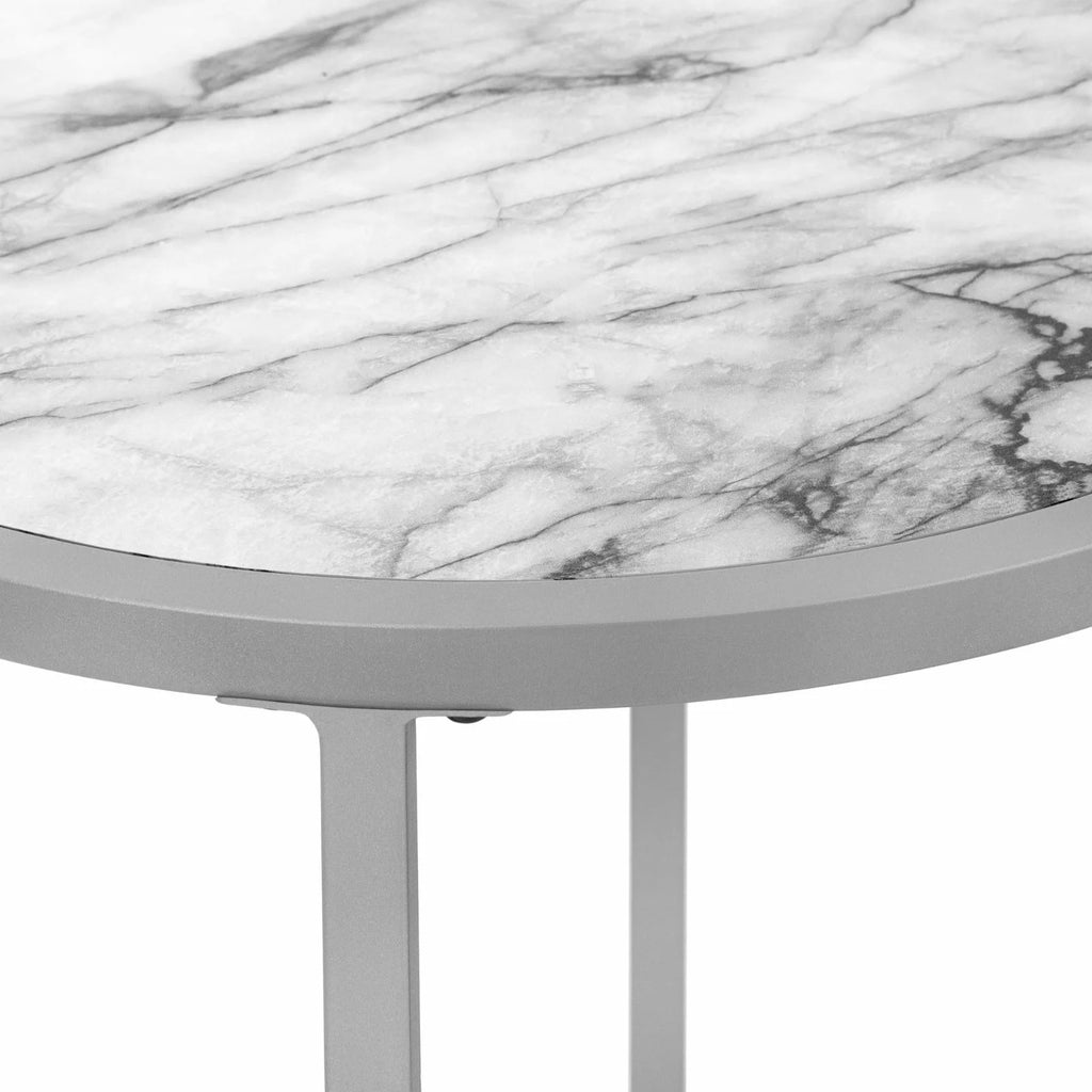 White Round Metal Accent Table F6088