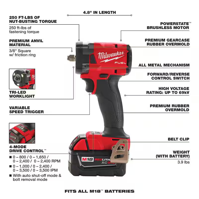 18V Lithium-Ion Brushless Cordless Grinder & 3/8 in. Impact Wrench Combo Kit A694