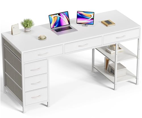 54 Inch Computer Desk with 6 Drawers and Shelves P223