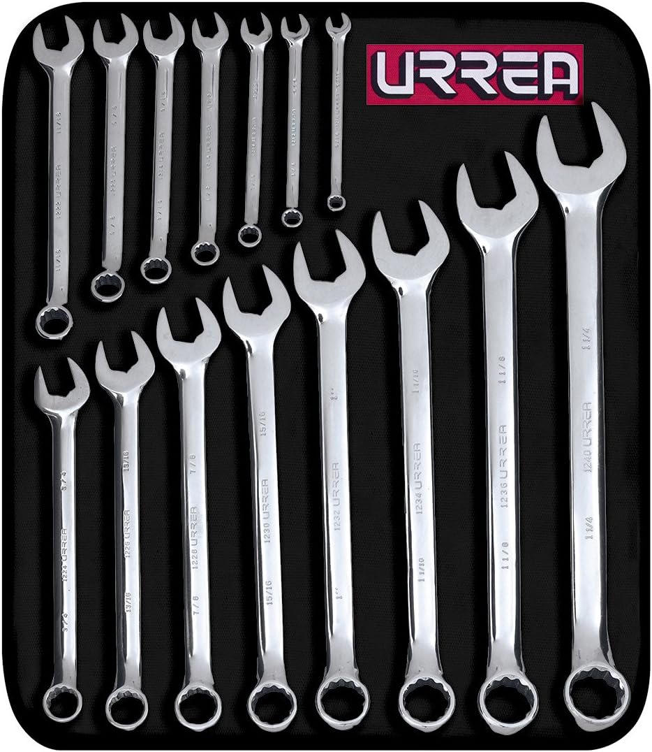 12-Point Combination Wrench Set - 15-Piece (5/16" - 1-1/4") with Roll-up Storage Pouch F28530