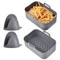 Reusable Silicone Air Fryer Pot with 2 Basket Pans and Mittens Q776