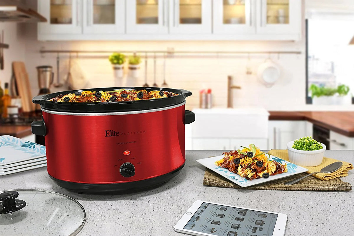 Red Stainless Steel 8.5 qt Slow Cooker V2494