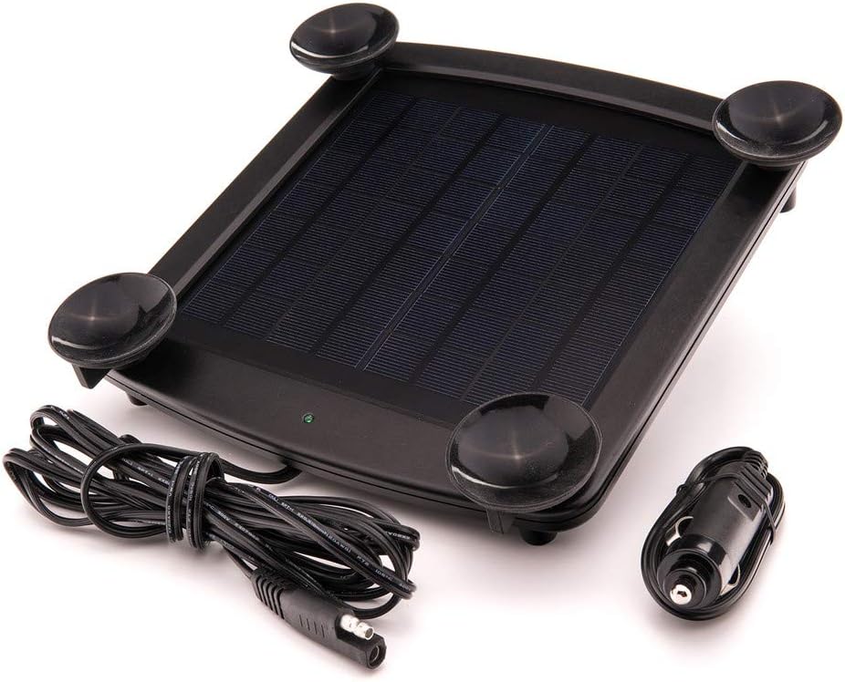 5 Watt Solar Battery Charger 12V Weatherproof with Windshield Mount and Cigarette Adapter, Pack of 2 R493