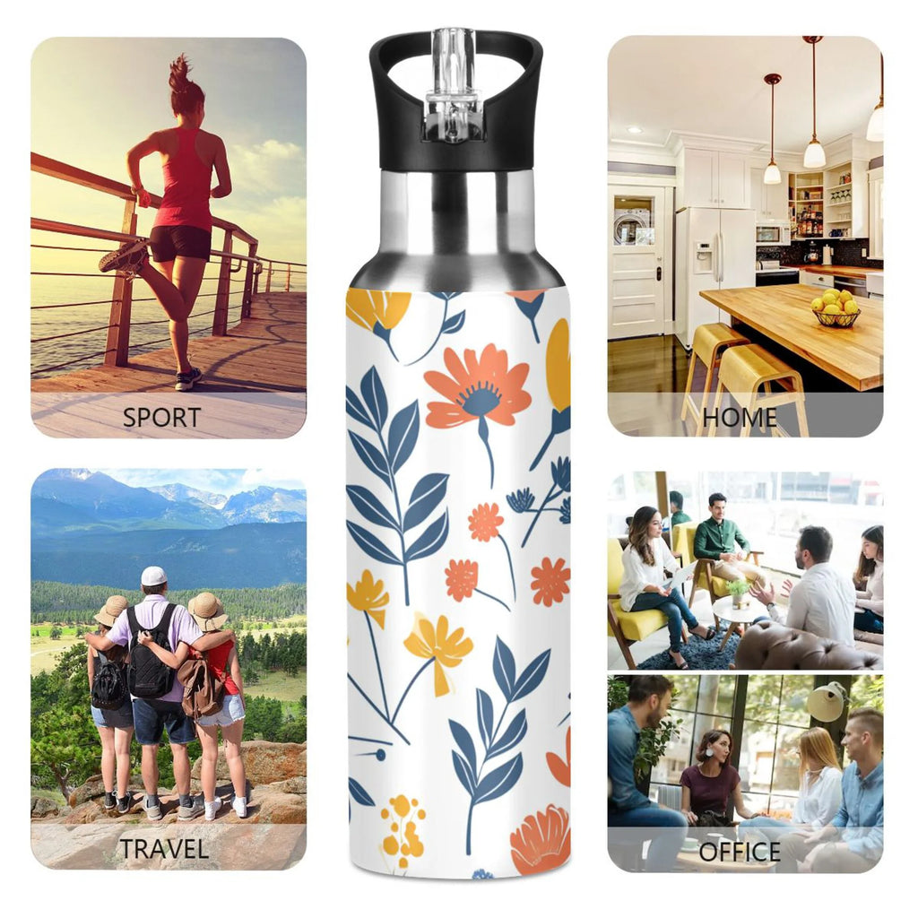 20 oz Insulated Stainless Steel Water Bottle with Straw Lid J4290
