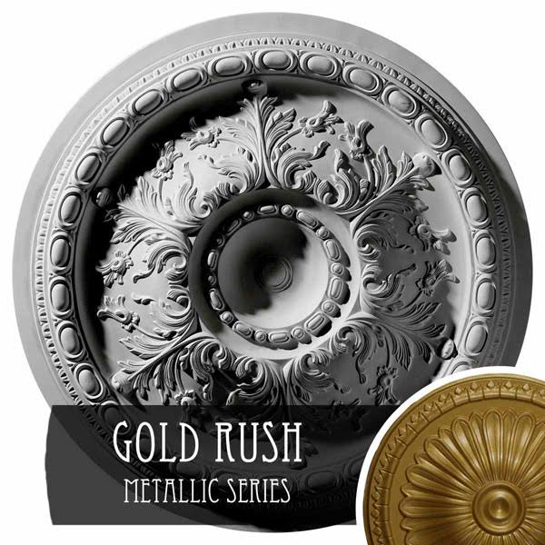 28x22OD x 2 3/4x22P Hand-Painted Gold Ceiling Medallion C24343