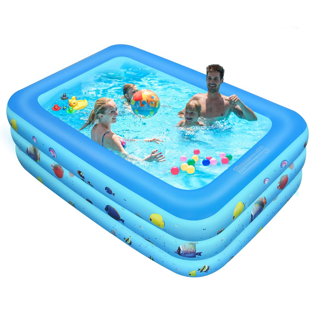 Inflatable Pool, Thickened Kiddie Pool, BPA-Free, 6.9 x 5 x 1.8 ft, Blue A75954