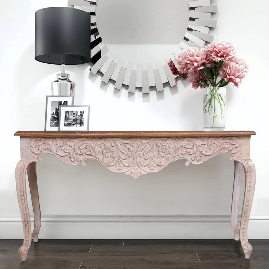 Reclaimed Wood Hand Carved Hall Table A385