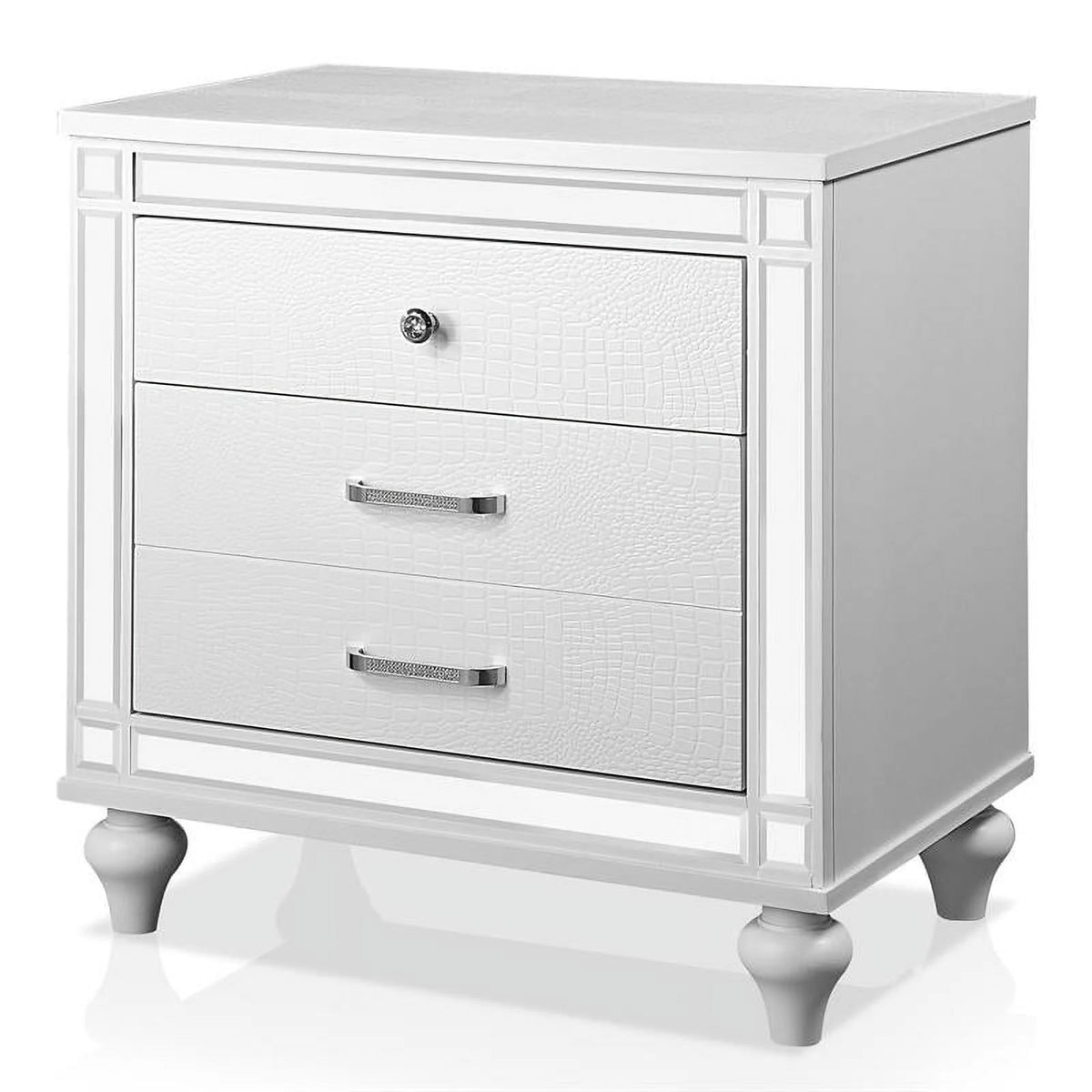 White 3-Piece Solid Wood LED Bedroom Set King O175