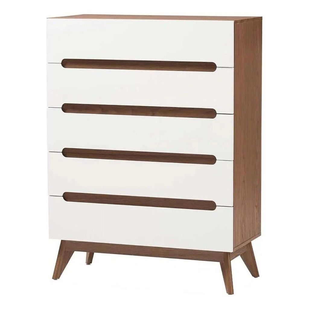 White Walnut 5 Drawer Wood Chest X90770