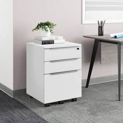 White 3-Drawer Mobile Vertical Filing Cabinet S1113