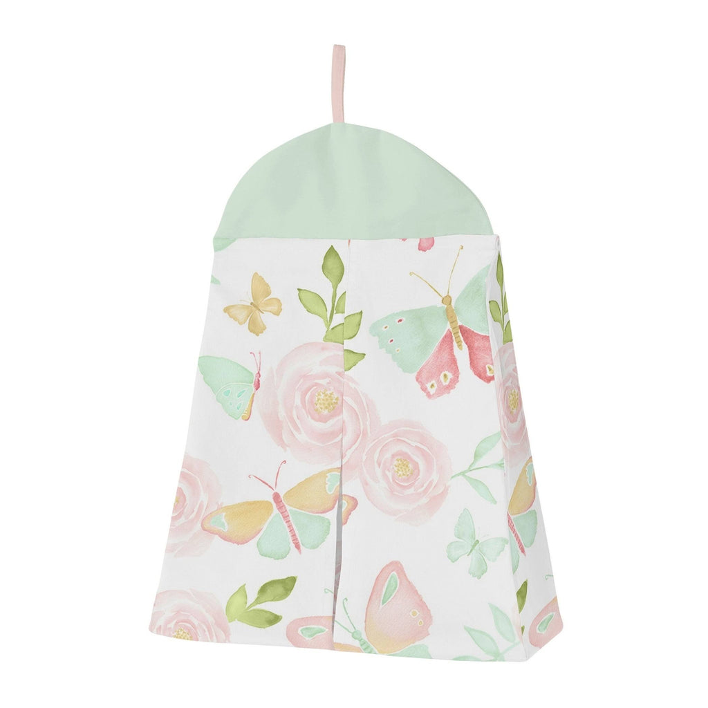 Blush Pink Mint White Butterfly Floral 4-Piece Crib Bedding Set C2034