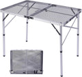 Foldable Aluminum Grill Table with Adjustable Height, Silver 36''×24'' V210