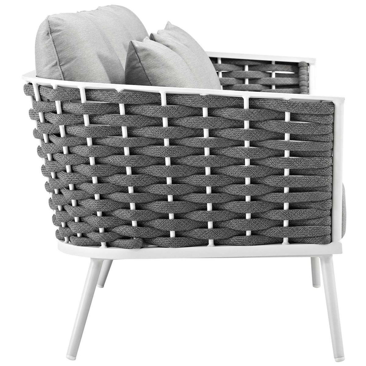 White Gray 3 Piece Outdoor Aluminum Sectional Sofa Set Q142813
