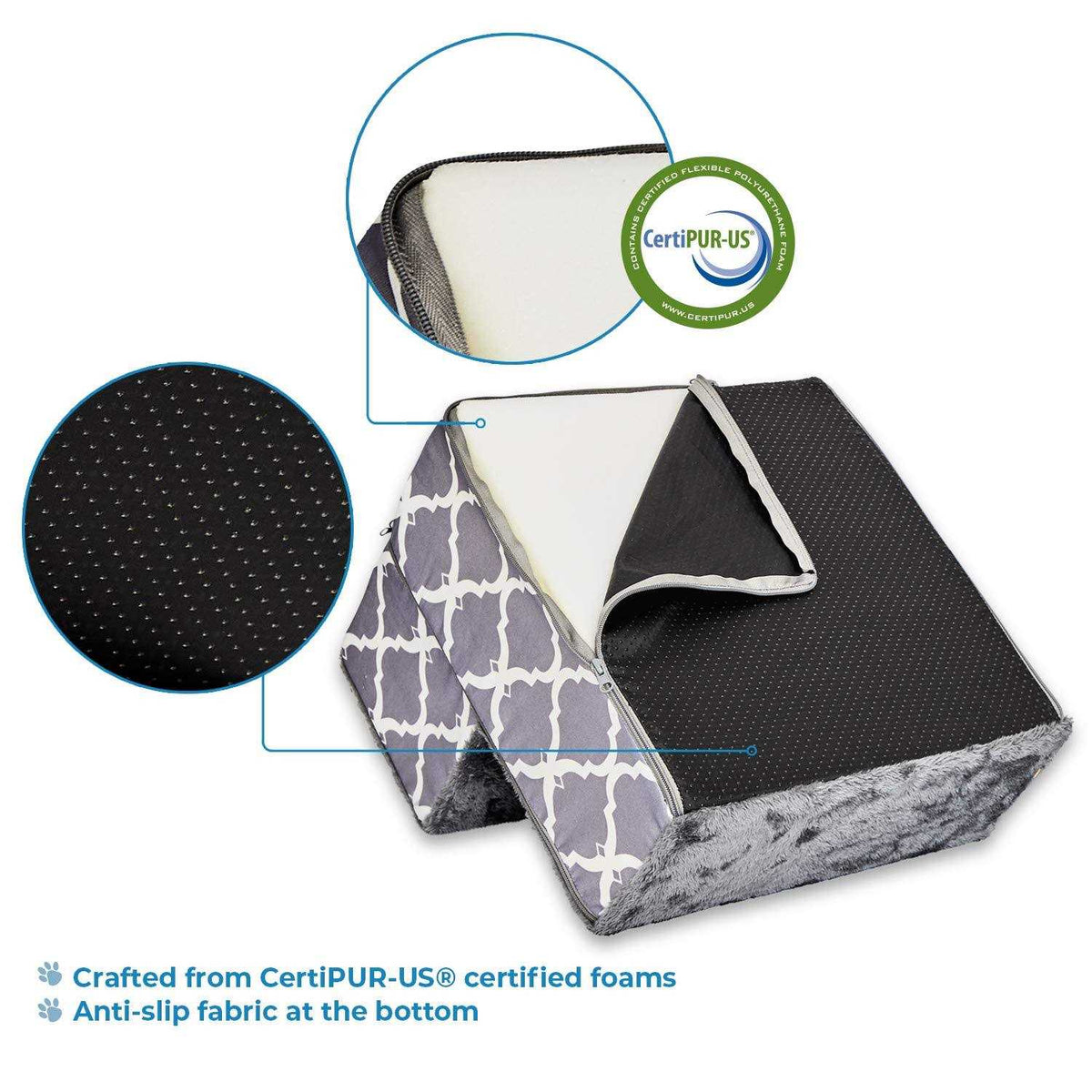 Foldable Pet Steps/Stairs with CertiPUR-US Certified Foam T974943