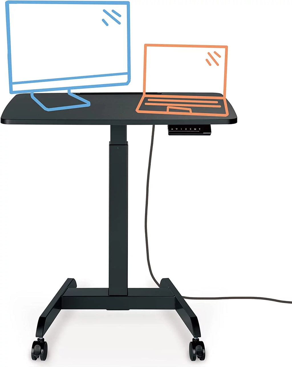 Extra Large Height Adjustable Rolling Electric Podium Desk with Wheels, Black O3162