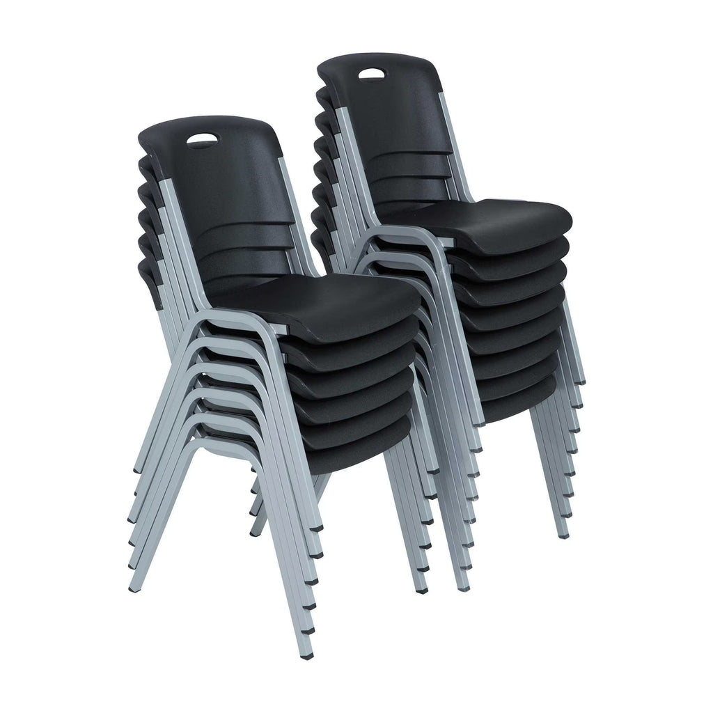 14 Pack Black & Silver Stacking Chairs L18652